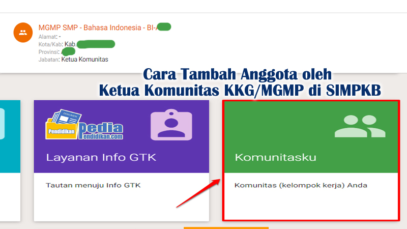 Cara Tambah Anggota oleh Ketua Komunitas KKG/MGMP di SIMPKB