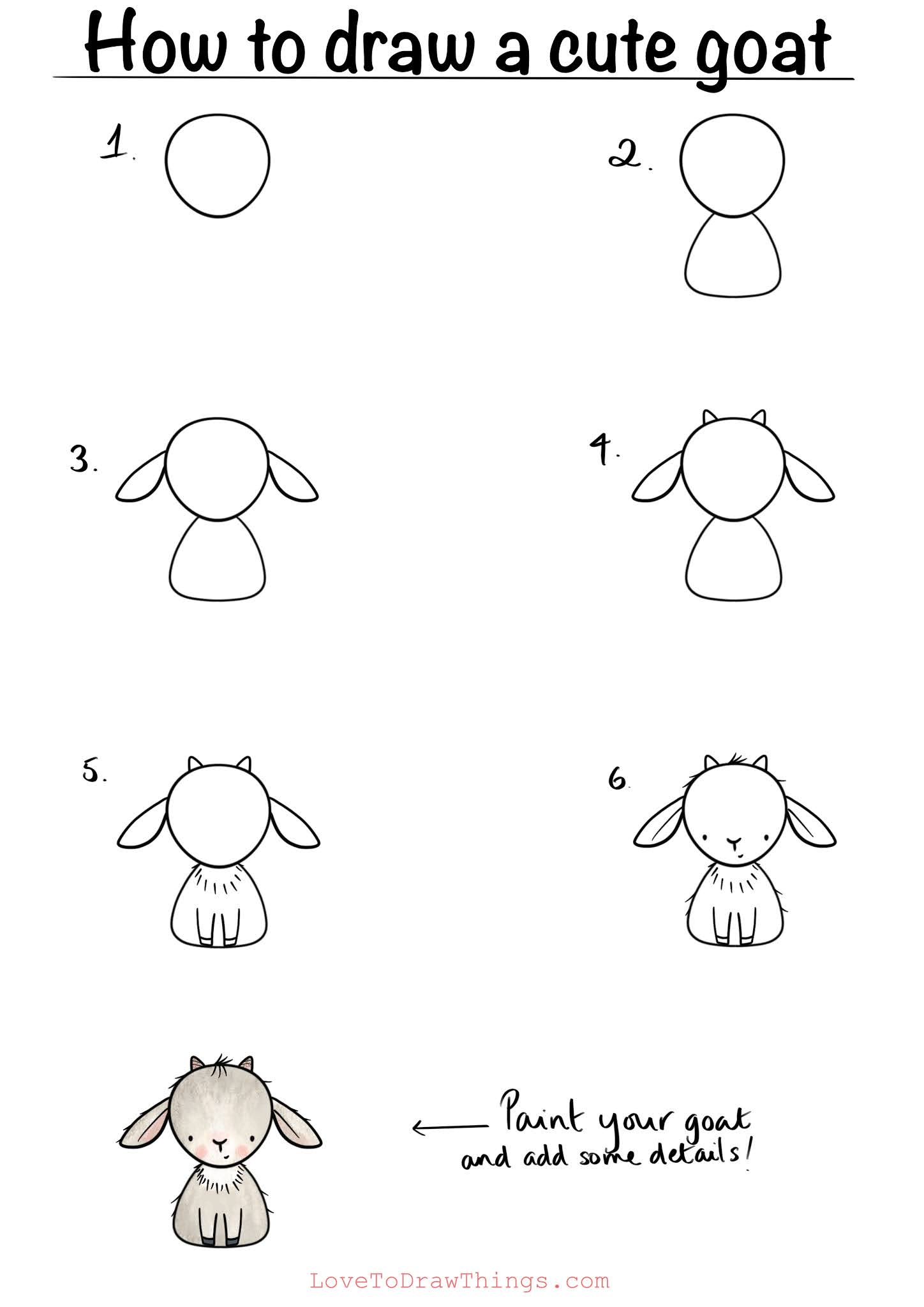 wallpapers How To Draw A Goat Step By Step Easy how to draw a cute goat in 6 steps