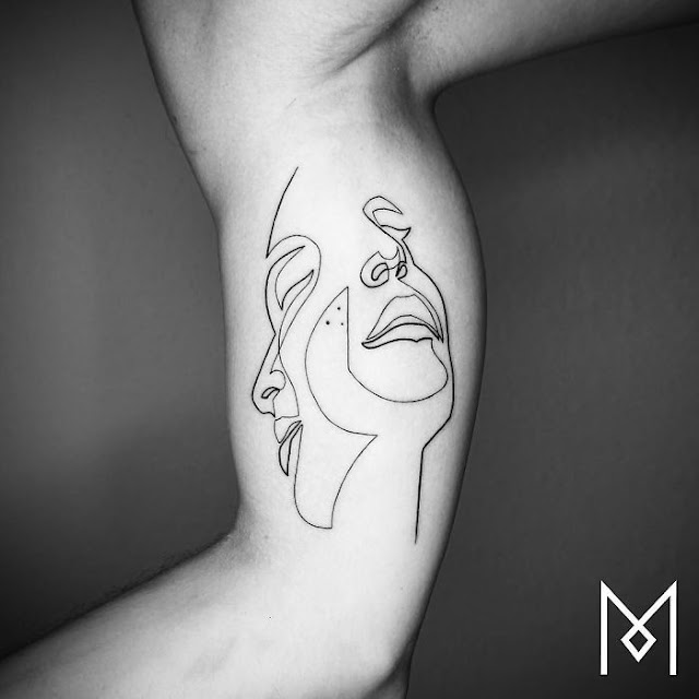 Geniales tatuajes creados usando una linea continua Mo Ganji