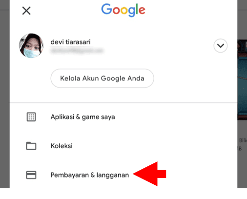 Buka Menu Pembayaran dan Langganan