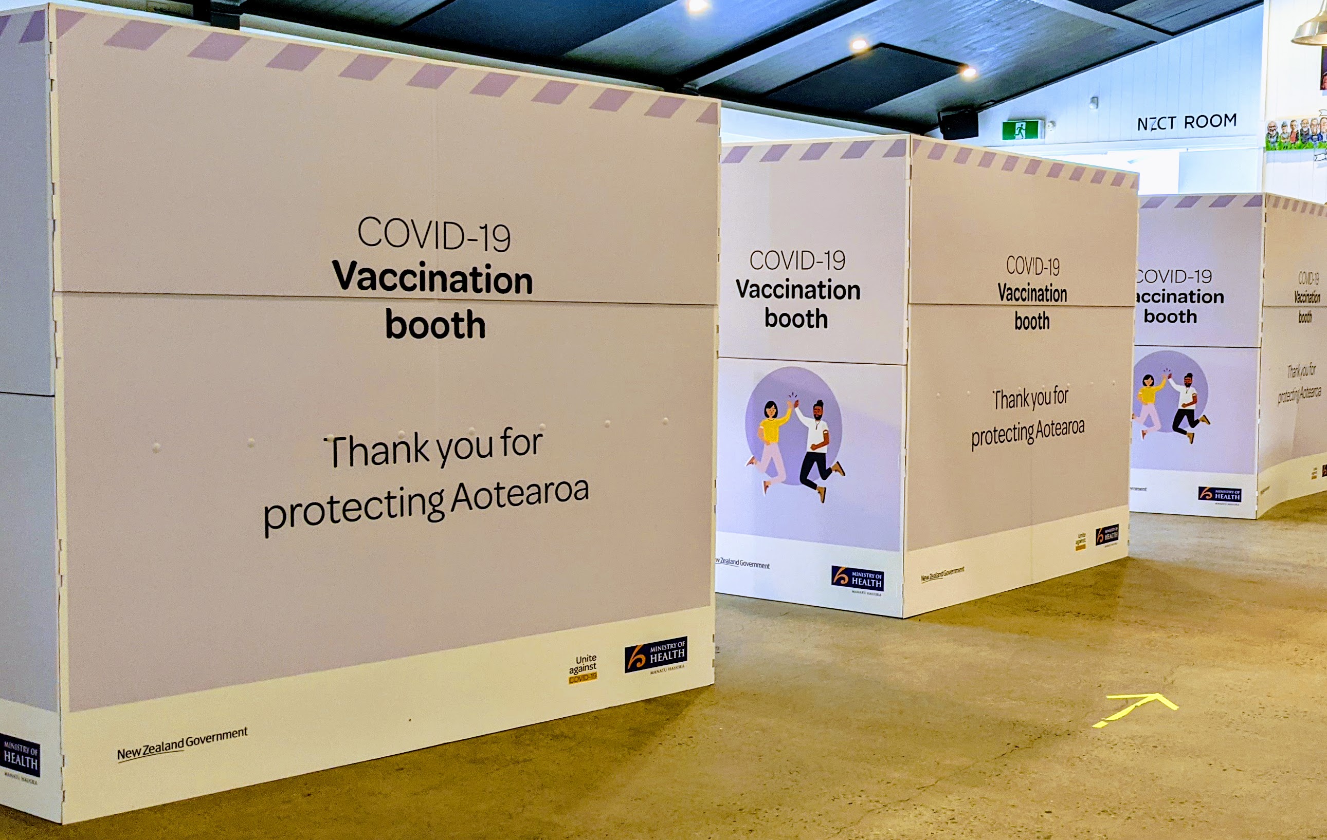 COVID vaccination booths, August 2019 (Kilbirnie, NZ)