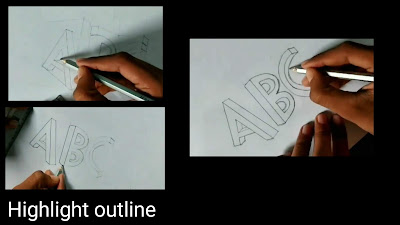 3d words drawing, drawing of ABC, easy to draw, drawing for kids, words drawing , Art of Rohit