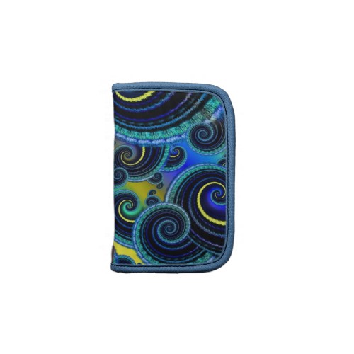 Funky Turquoise and Yellow Swirl Pattern Folio Planner