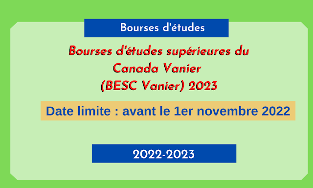 Bourses d'études supérieures du Canada Vanier (BESC Vanier) 2023