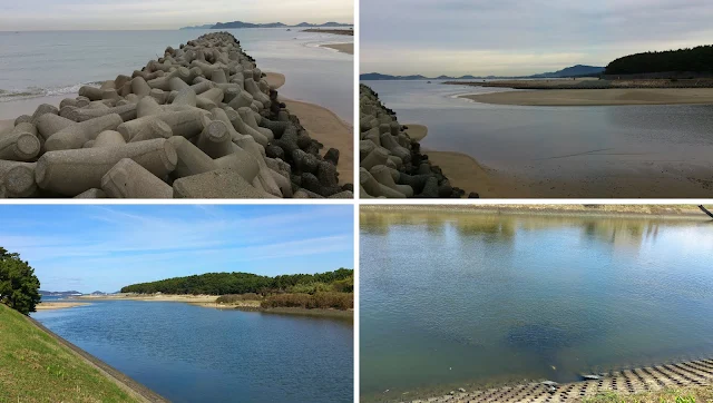 青柳川河口付近の風景