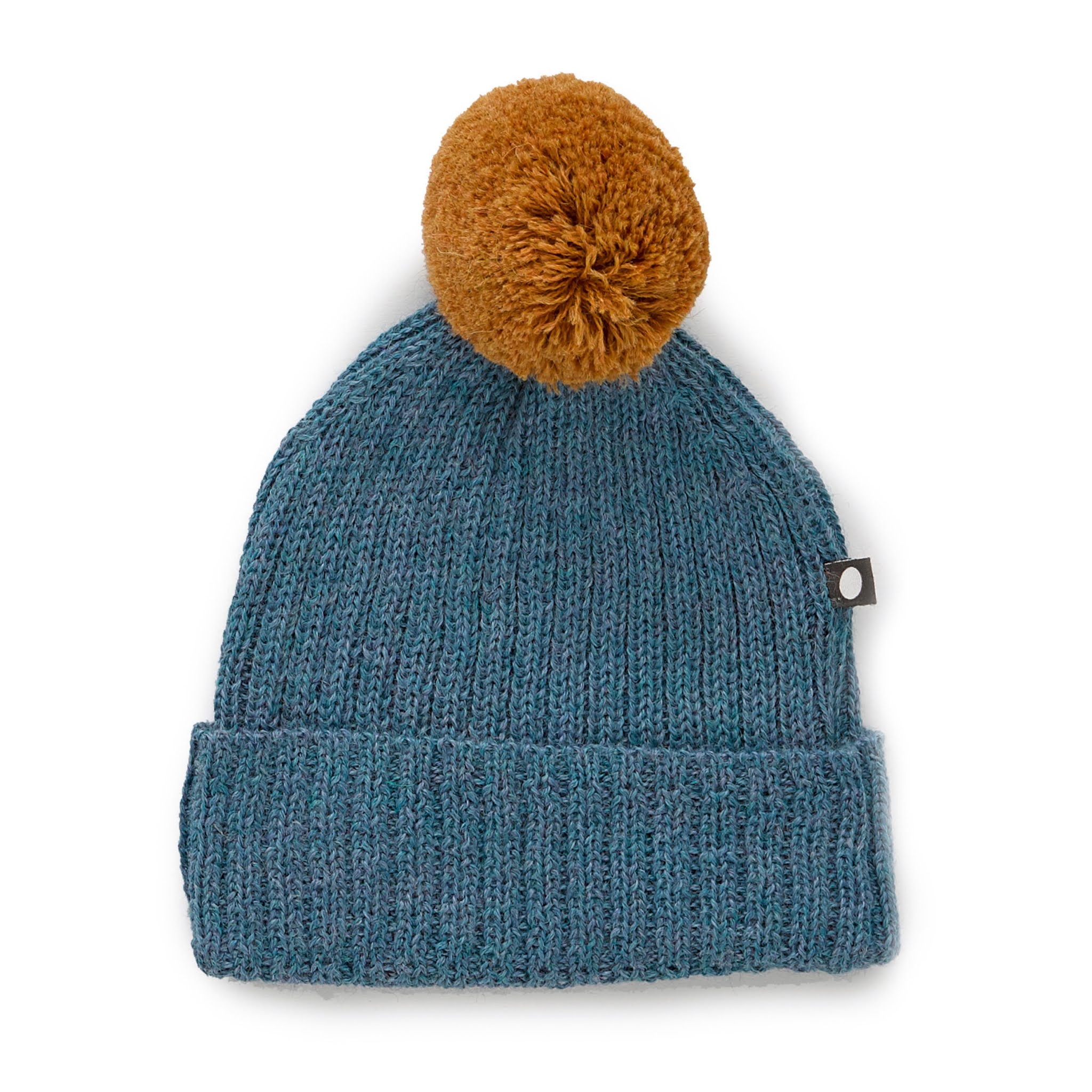 Kids Blue Pompom Beanie from Oeuf NYC