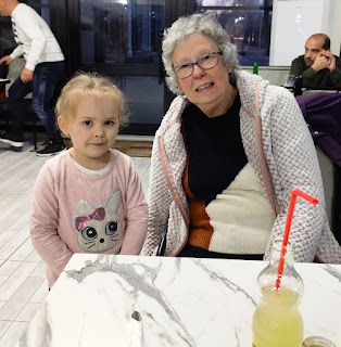 Rosie and Grandma out for dinner