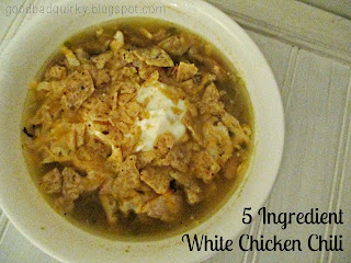 Yummy and easy white chicken chili...only 5 ingredients!