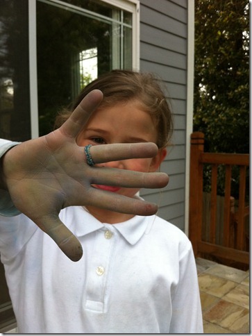 Chalk drawing in our backyard