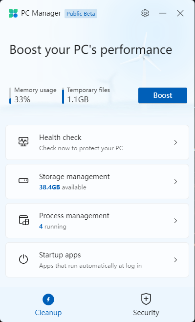 Microsoft PC Manager 2.3 is a 1-click optimizer for Windows 11/10