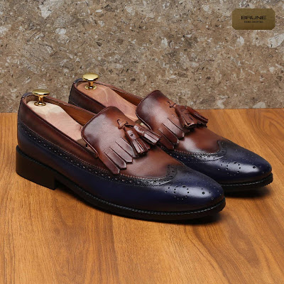 Brune Leather FOrmal Slip-on with Tassel and Fringes