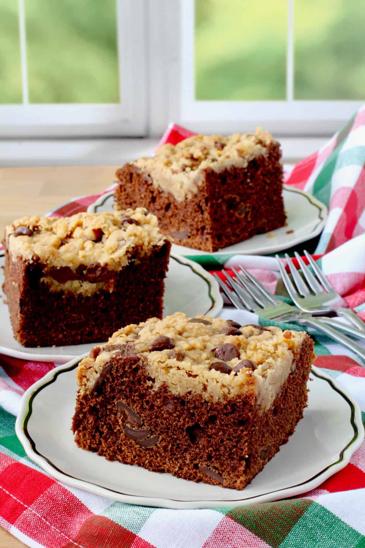 Mocha Latte Coffee Cake slices on individual plates.