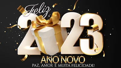 Feliz Ano Novo 2023 Papel de Parede Dourado