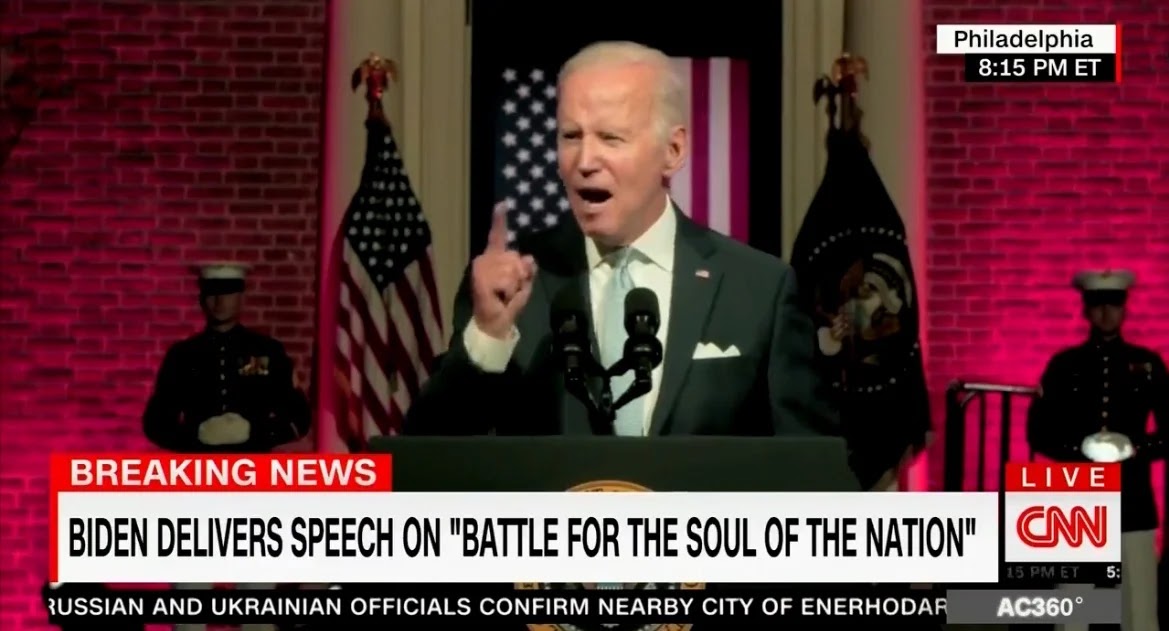 CNN Changes Color of Background Lighting of Biden’s Moloch Speech to Make it Look Less Evil (VIDEO)
