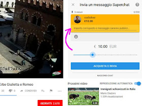 Donazione in Superchat YouTube - digita il messaggio