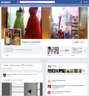 Screenshot of Chamara Boutique's Facebook Page