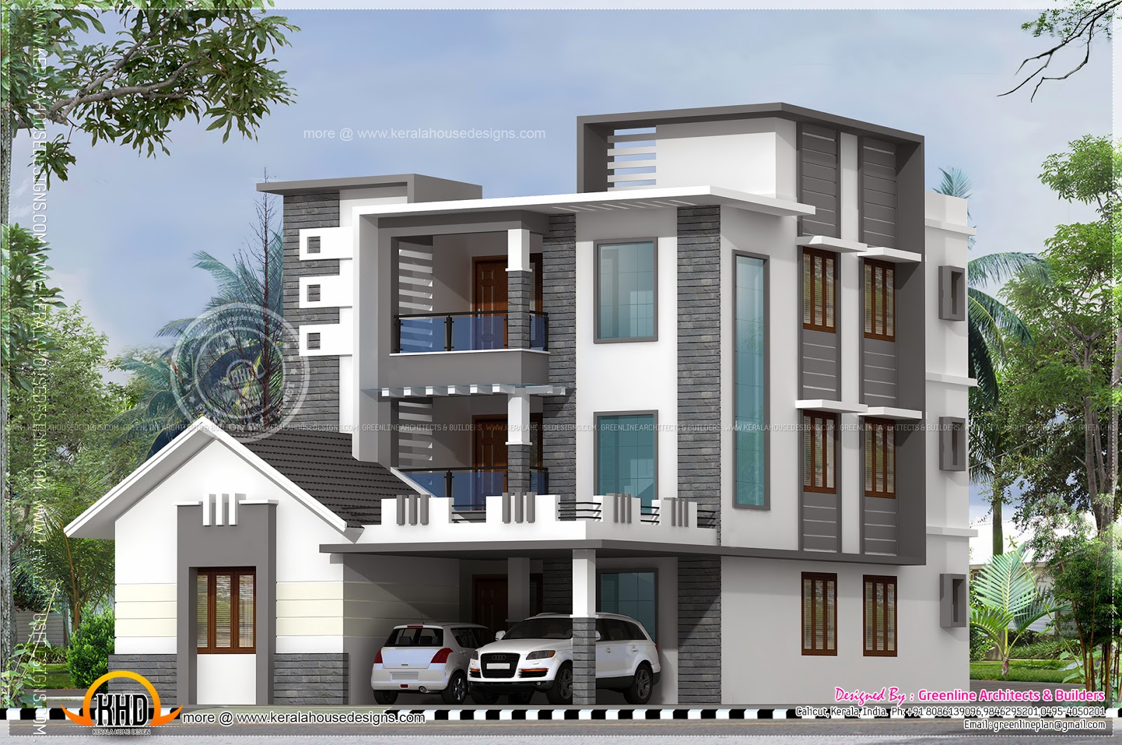 Three storied modern luxury house | Indian House Plans