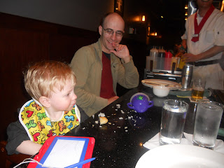 Garrett enjoying the Hibachi Teppanyaki