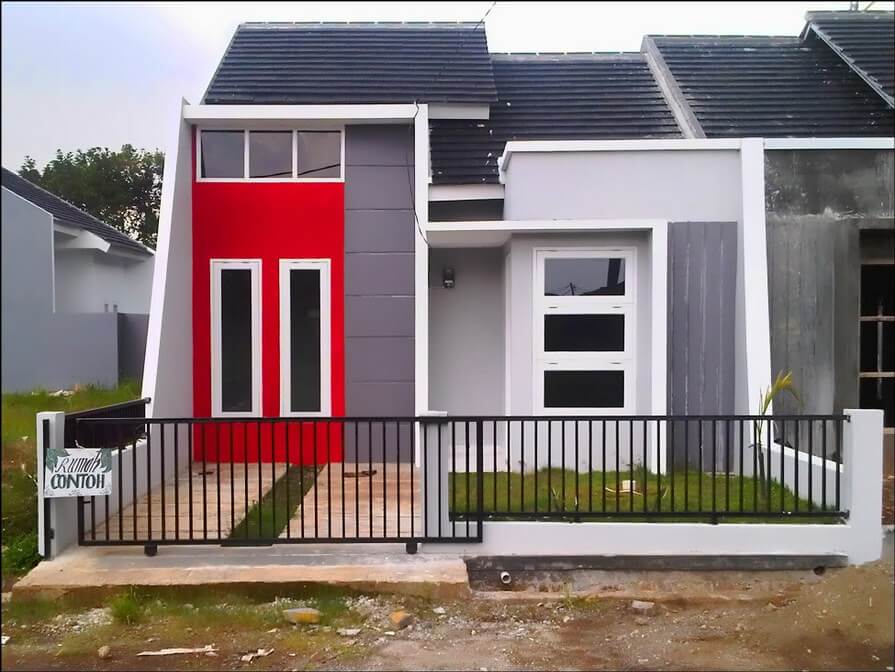  Kombinasi  Terbaru Warna  Cat  Merah  Rumah Minimalis Tampak Depan