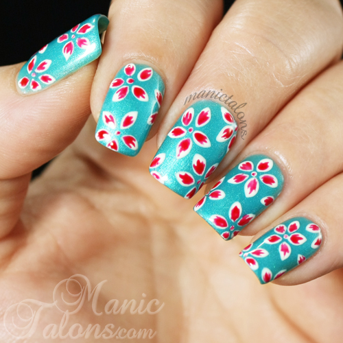 Freehand Tropical Flower Gel Polish Manicure