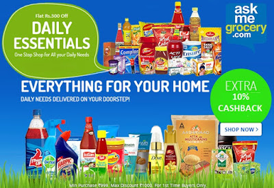 Get Rs.300 Off on Order of Grocery worth Rs.1500 + Extra 10% Cashback