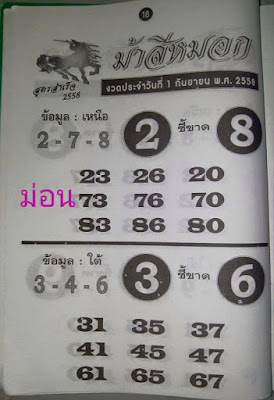 เลขเด็ดม้าสีหมอก 1 กันยายน 2558