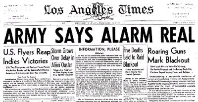 Battle of Los Angeles Newspaper Headline UFO