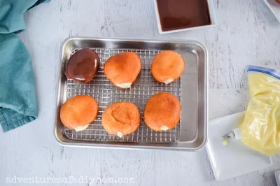 making the Boston cream donuts