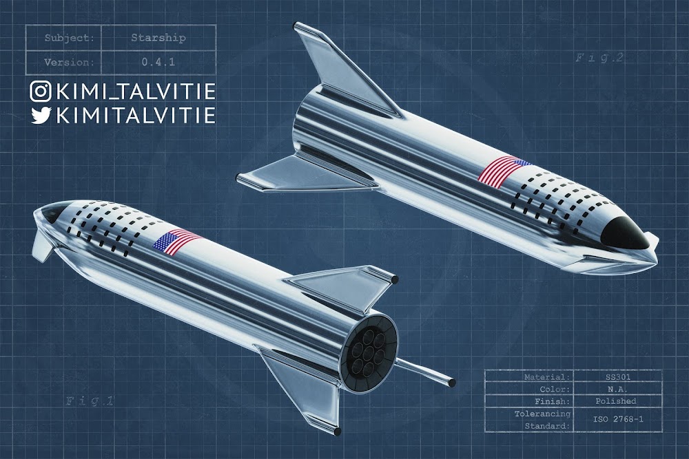 SpaceX stainless steel Starship infographic by Kimi Talvitie