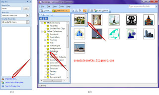 ClipArt Toolbar Dan Directory File Di Microsoft Word 2007 Untuk Menyisipkan ClipArt