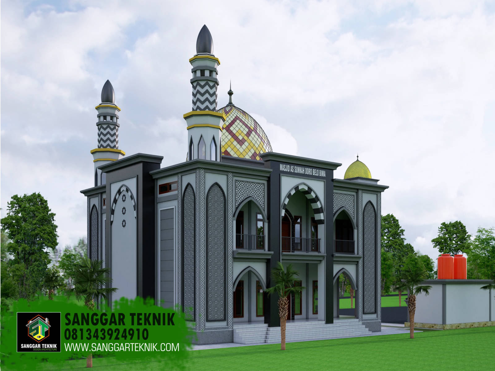 DESAIN MASJID MINIMALIS 15X15 2 LANTAI SANGGAR TEKNIK