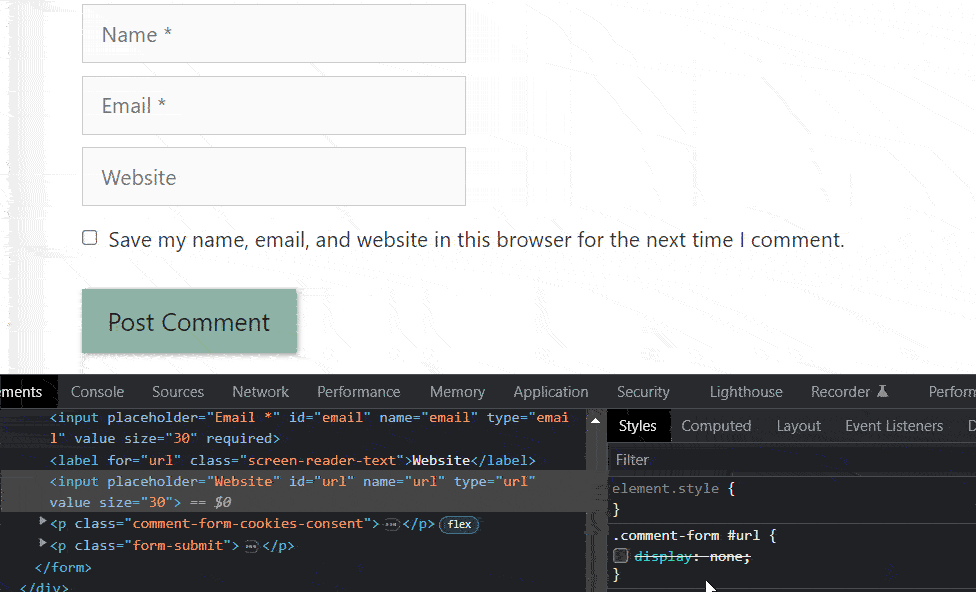 CSS for Removing URL Field from GeneratePress