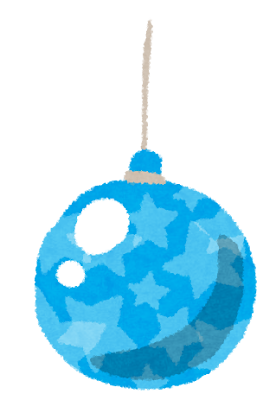 クリスマスのイラスト「ツリーの飾り玉・青」