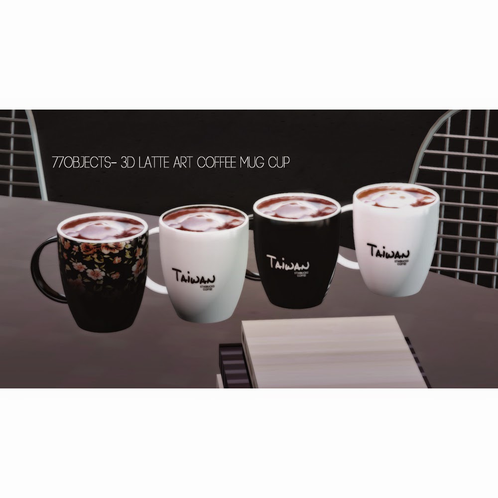 My Sims 3 Blog: 3D Latte Art Coffee Mug Cup Set Starbucks 