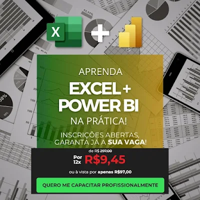 Cursos Online de Excel e Power BI -  Mais Completo do Básico ao Avançado com CERTIFICAÇÃO