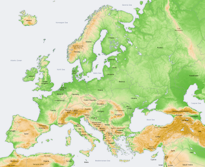 Peta relief Eropa
