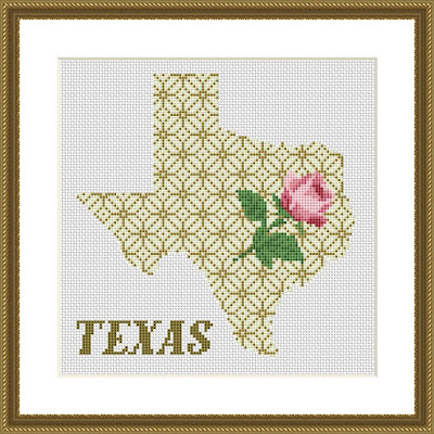 Texas silhouette cross stitch pattern - Tango Stitch