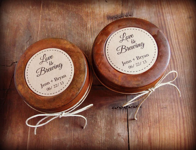 ravishing-barn-wedding-favor-Rustic-or-Zinc-Lids-Customized-Labels-and-Natural-Twine-coffee-beans-or-fresh-ground-coffee
