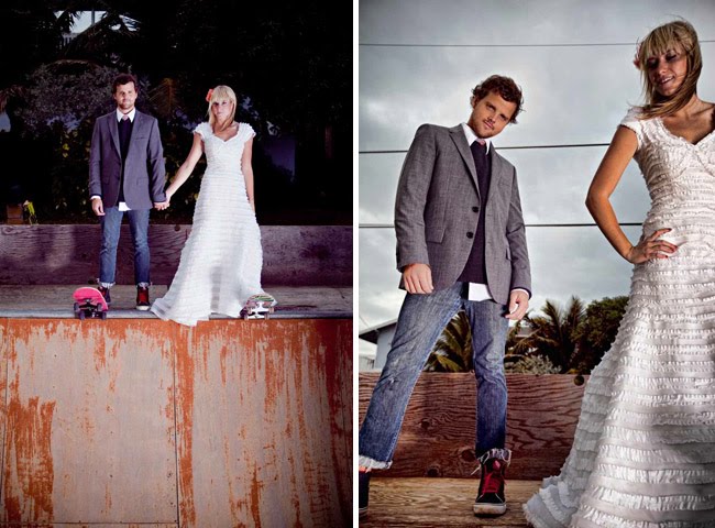 bride on a skateboard