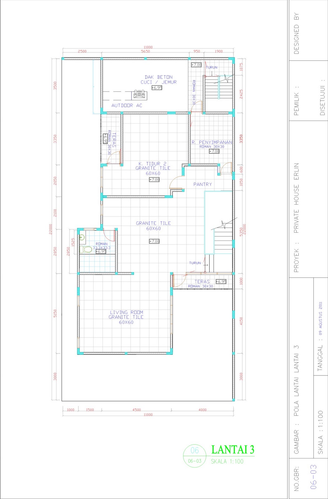 Freelance Drafter Design Gambar  Kerja Rumah Tinggal 3 