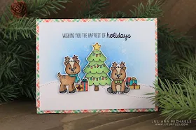 Sunny Studio Stamps: Gleeful Reindeer Holiday Christmas Card by Juliana Michaels.