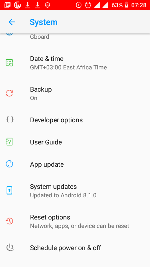 system menu