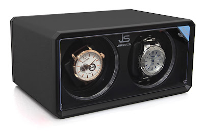 Jomashop Dual Automatic Black Watch Winder with Blue LED's