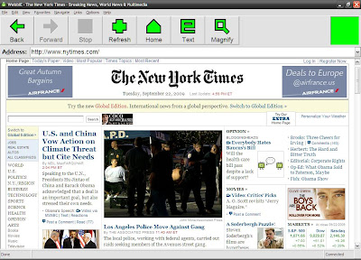 WebbIE browser when in web page mode.