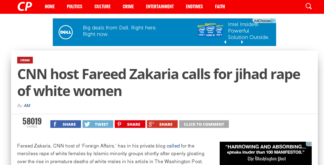 Image result for Fareed Zakaria, CNN host calls for raping white women