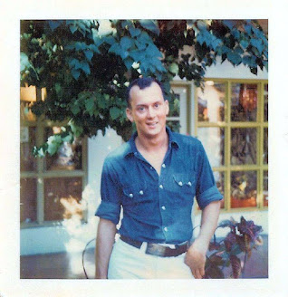 Photo of "Orvy" in front of Hemingway's home, Key West, FL ca. 1971