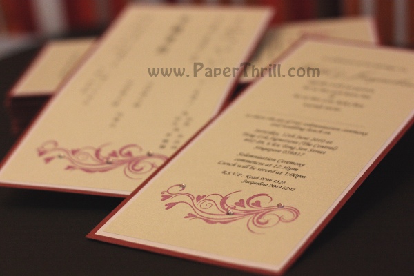 Handmade chinese swirls wedding invitation
