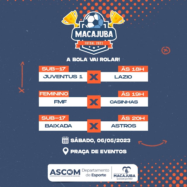 Confira os confrontos do futsal neste sábado (6), em Macajuba