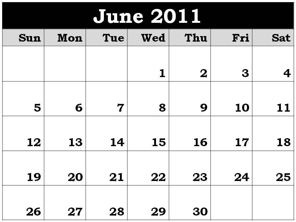 blank calendar 2011 june. Blank Calendar June 2011