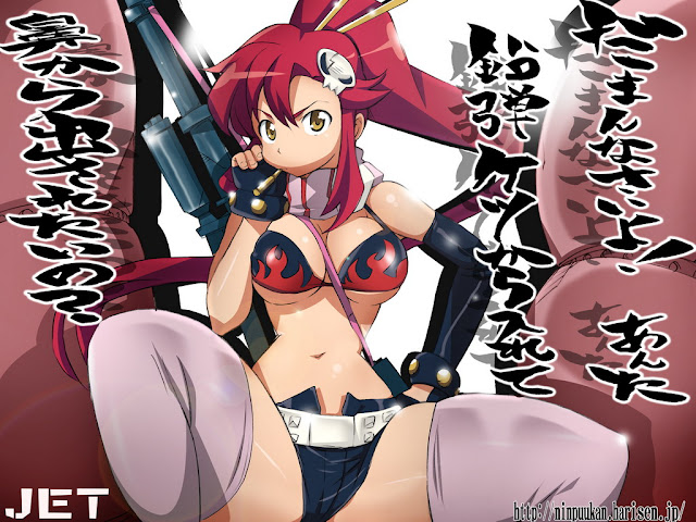   Yoko Littner Tengen Toppa Gurren Lagann sexy female girl bikini red long hair anime hd wallpaper desktop pc background 